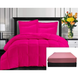 Comforter & Fitted Sheet Set (Plain Colours) Queen/King -6pcs