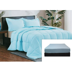 Comforter & Fitted Sheet Set (Plain Colours) Queen/King -6pcs