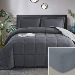 Comforter & Fitted Sheet Set (Plain Colours) Queen/King -6pcs
